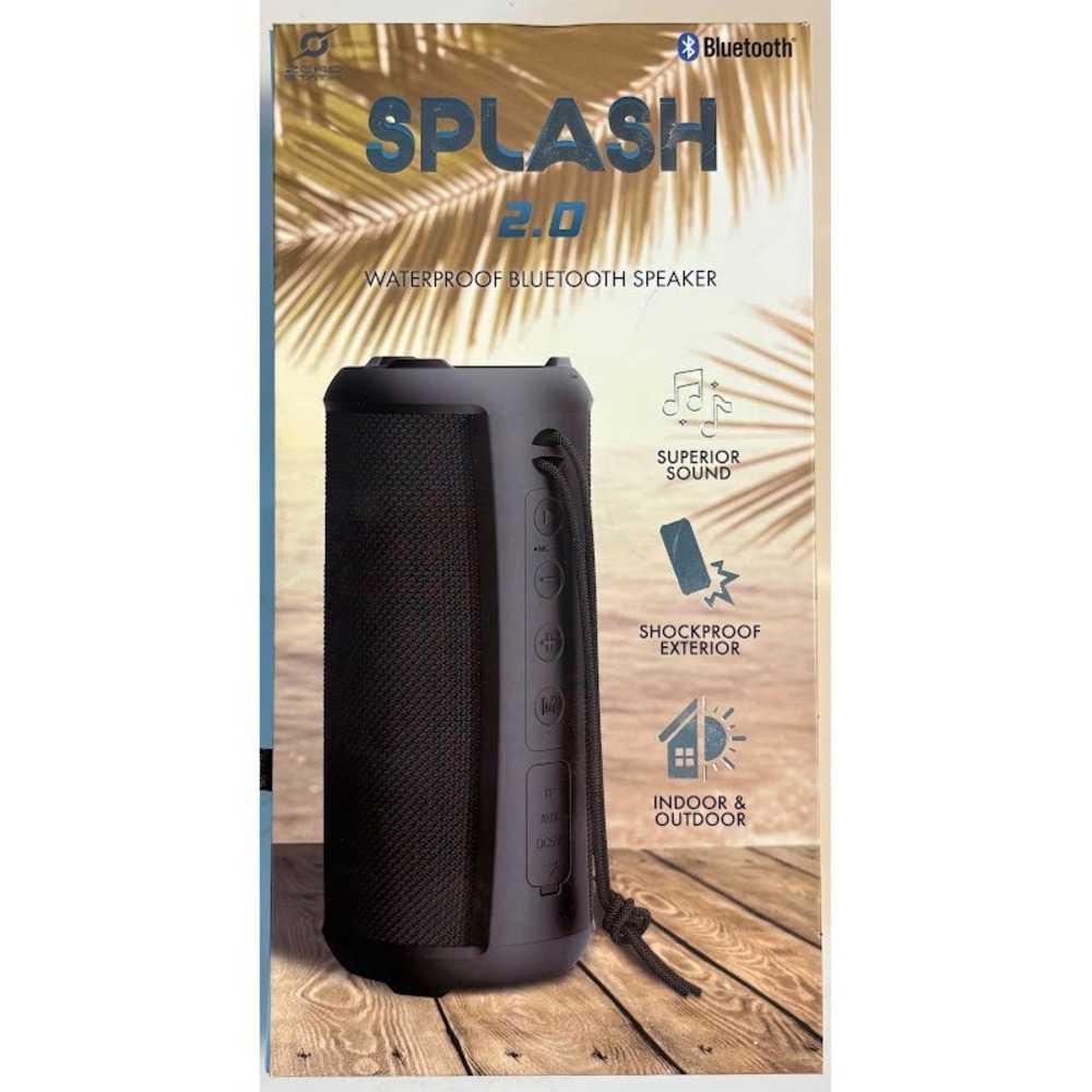 Zero Statik Splash 2.0 Waterproof Bluetooth Speaker Black SPLASH20-BLACK IPX4